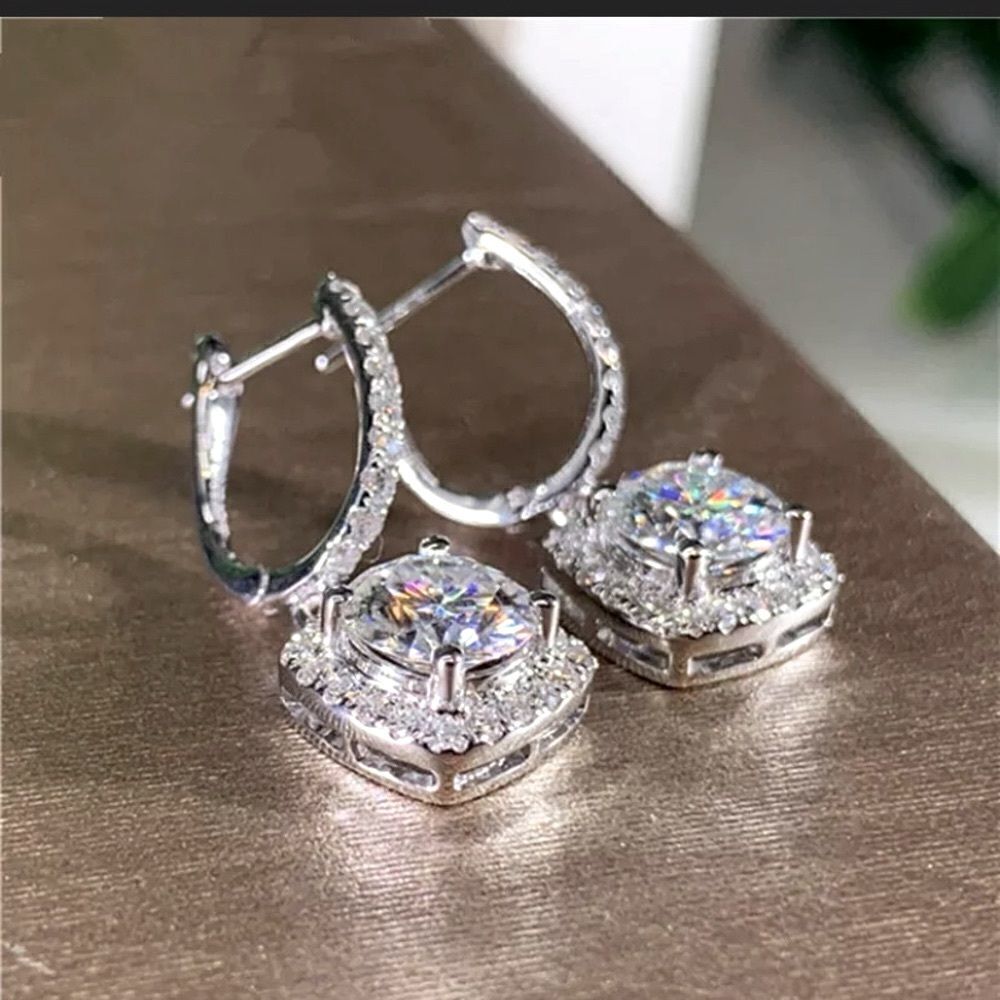 The Bling Bae 925 Silver Drop White Sapphire Earrings